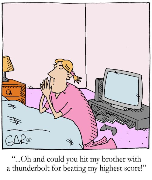 '...Oh and could you hit my brother with a thunderbolt for beating my highest score!'