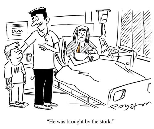 'He was brought by the stork.'