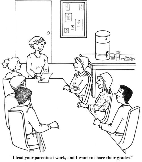 'I lead your parents at work, and I want to share their grades.'