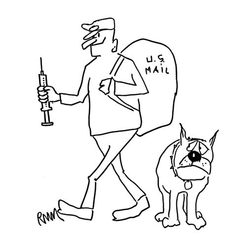 Mail Man with Syringe.