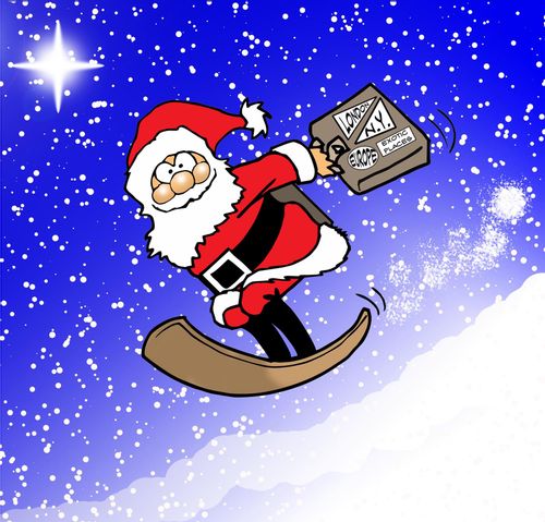 Santa Snowboarding