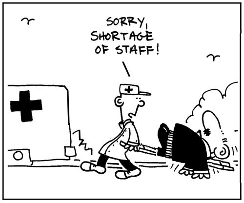 'Sorry, shortage of staff.'