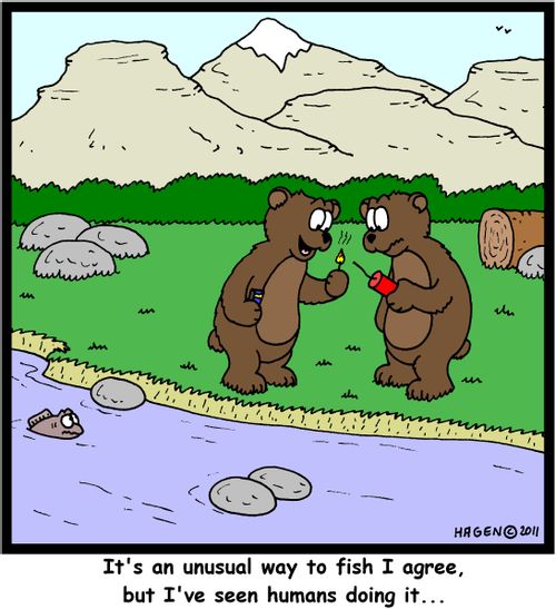 'It's an unsual way to fish I agree, but I've seen humans doing it...'