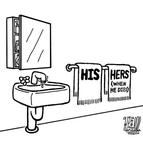 Towels: His and Hers (when he dies)