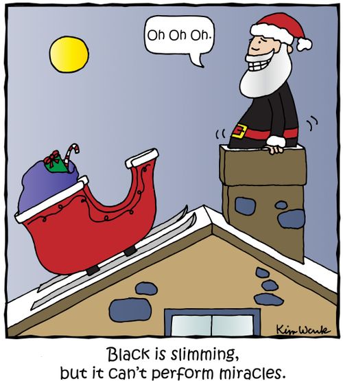 Black is slimming, but it can't perform miracles.