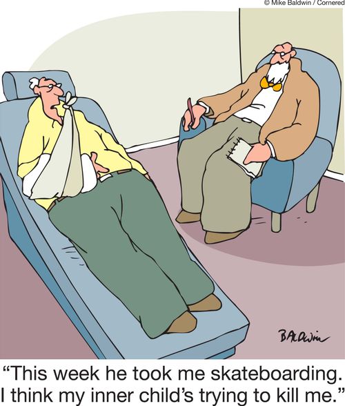 'This week he took me skateboarding. I think my inner child's trying to kill me.'