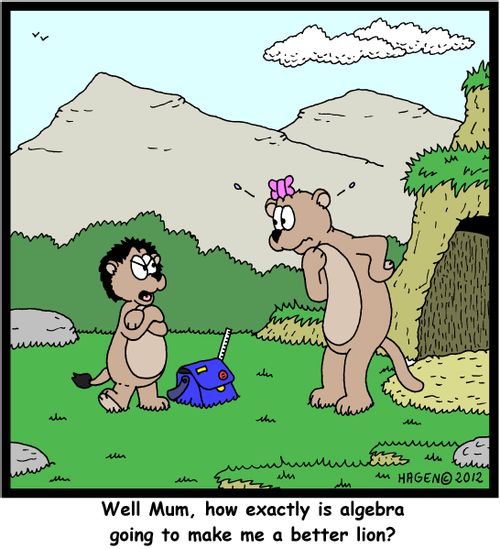 'Well Mum, how exactly is algebra going to make me a better lion?'