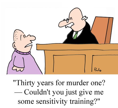 'Thirty years for murder one? - Couldn't you just give me some sensitivity training?'
