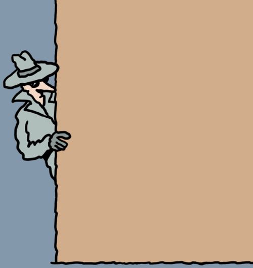 A spy peering round the corner.