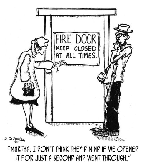 'Martha, I don't think they'd mind if we opened it for just a second and went through.'