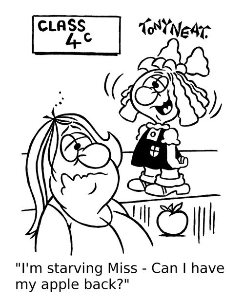 'I'm starving Miss - Can I have my apple back?' 
