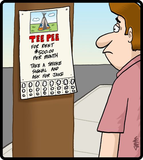Tee Pee rental sign.