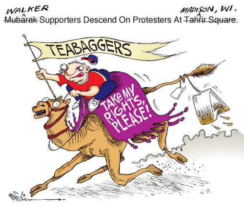 Walker Supporters Descend On Protesters At Madison, Wi.