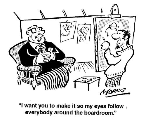 I want you to make it so my eyes follow everyone around the boardroom