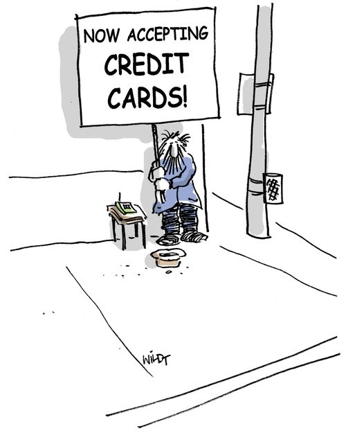'Now accepting credit cards.'
