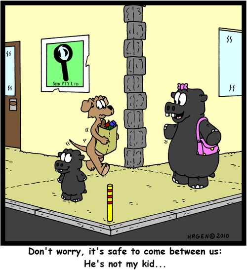 'Don't worry, it's safe to come between us: He's not my kid...'