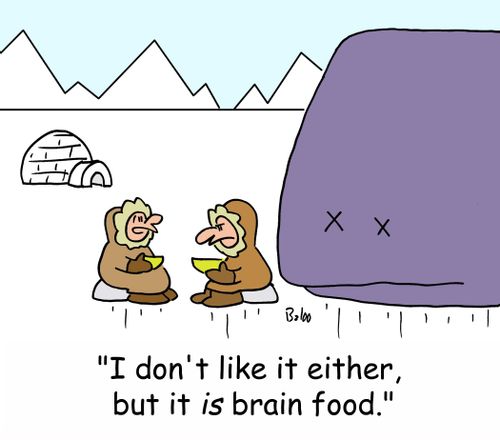 'I don't like it either, but it IS brain food.'