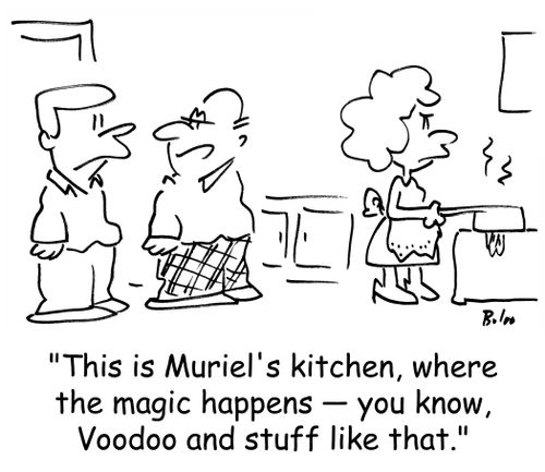 'This is Muriel's kitchen, where the magic happens -- you know, Voodoo and stuff like that,'