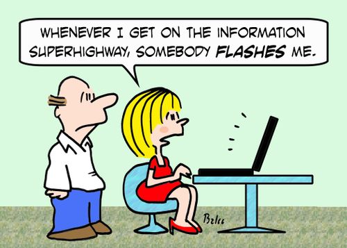 'Whenever I get on the Information Superhighway, somebody FLASHES me.'