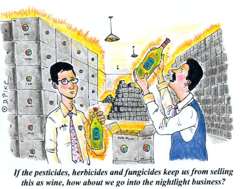 'If the pesticides, herbicides and fungicides keep us from selling this as wine, how about we go into the nightlight business?'