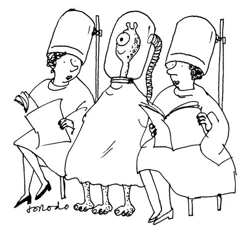 Alien in a hairdresser's.
