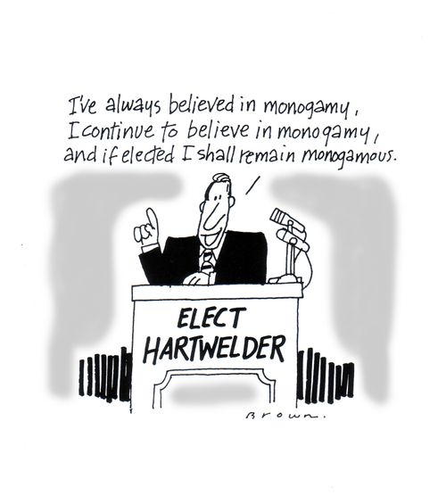 Politician who has a platform of monogamy.