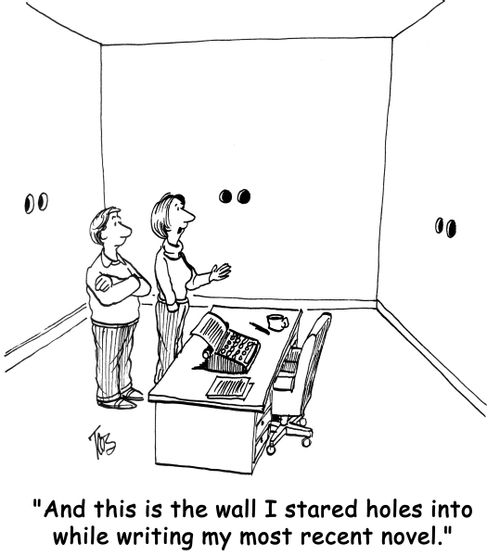 'And this is the wall I stared holes into while writing my most recent novel.'