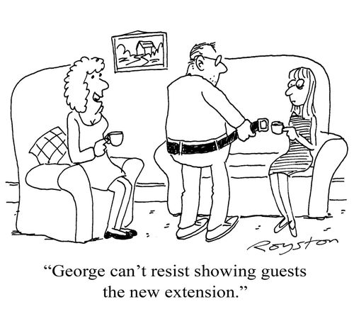 'George can't resist showing guests the new extension.'