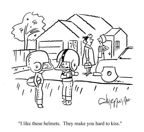 'I like these helmets.  They make you hard to kiss.'