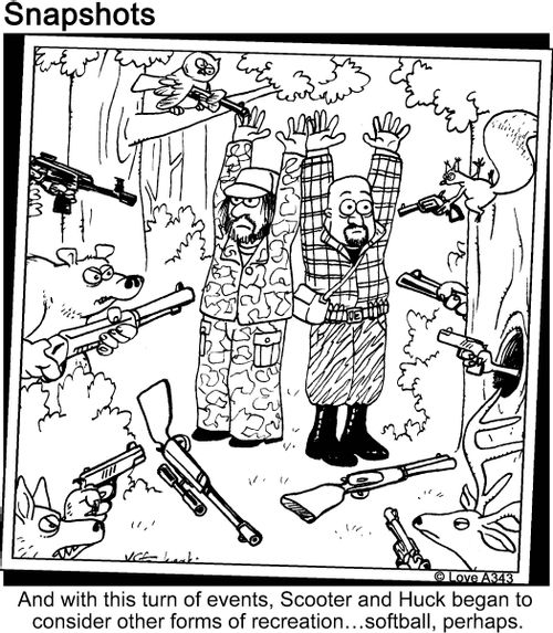 And with this run of events, Scooter and Huck began to consider other forms of recreation... softball, perhaps.