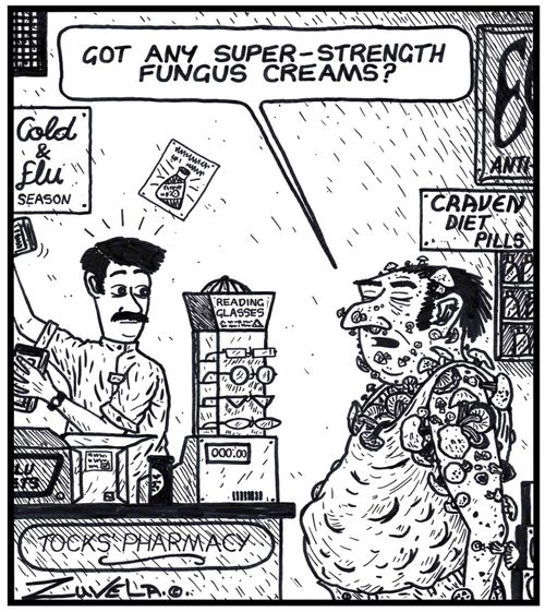Man: 'Got any super-strength fungus creams?' 