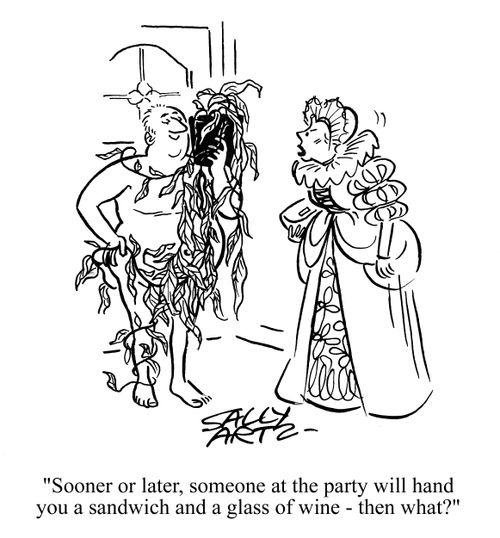'Sooner or later, someone at the party will hand you a sandwich and a glass of wine - then what?'