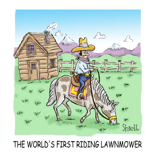 'The world's first riding lawnmower.' 