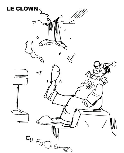 Clown's knee reflex sends doctor through ceiling