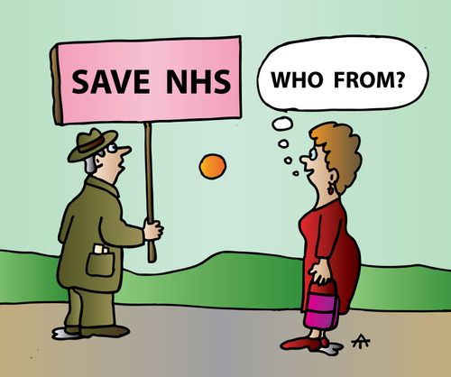 'Save the NHS.' - 'Who from?'