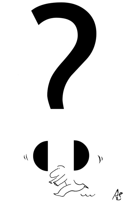 Man Running Through Question Mark