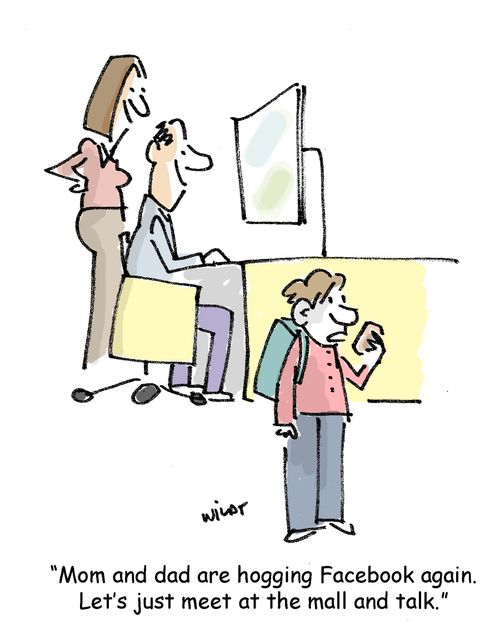 'Mom and dad are hogging Facebook again. Let's just meet at the mall and talk.'