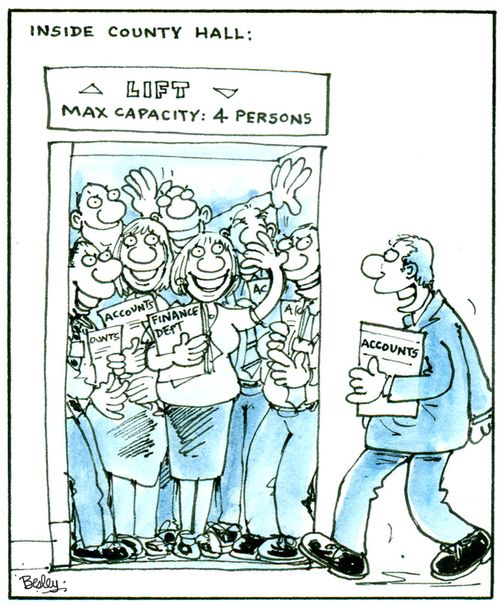 Inside County Hall: Lift Max Capacity, 4 persons.