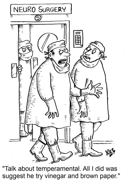 'Talk about temperamental. All I did was suggest he try vinegar and brown paper.'