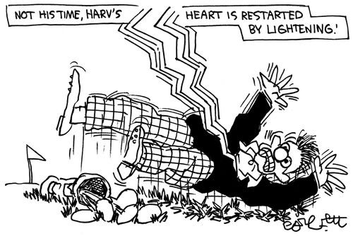 Not his time. . . Harv's heart is restarted by lightening!