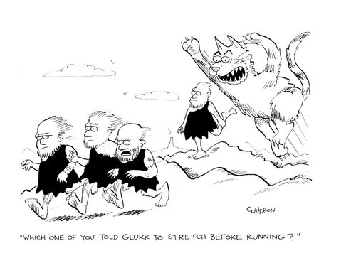 'Which one of you told Glurk to stretch before running?'