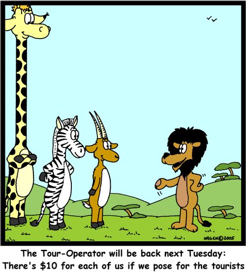 'The Tour-Operator will be back next Tuesday: There's $10 for each of us if we pose for the tourists'