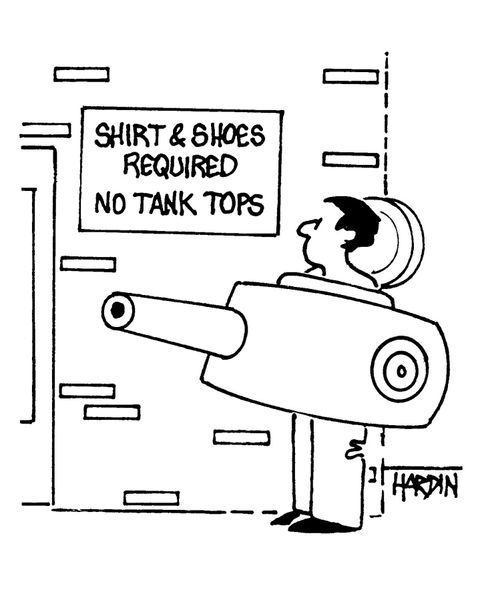 'Shirt and shoes required. No tank tops.'