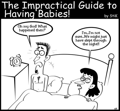 New parents shocked at having slept through the night.