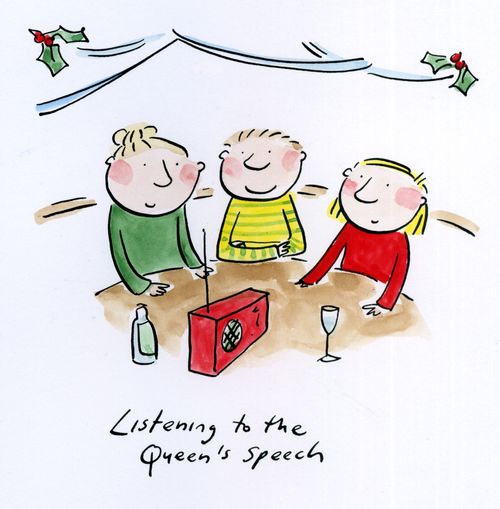 Listening to the Queen's speech.