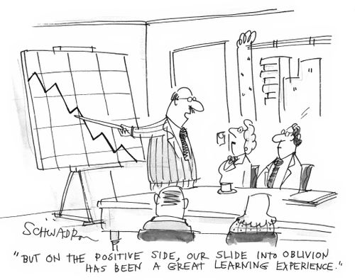 'But on the positive side, our slide into oblivion has been a great learning experience.'