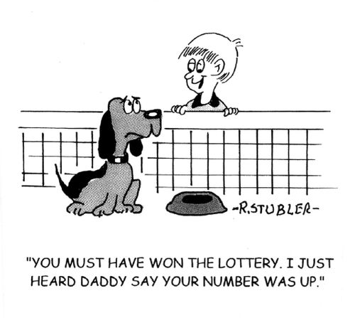 'You must have won the lottery.I just heard daddy say your number was up.'