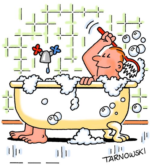 Bath tube with human feet.