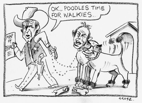 'OK poodles, time for walkies.'