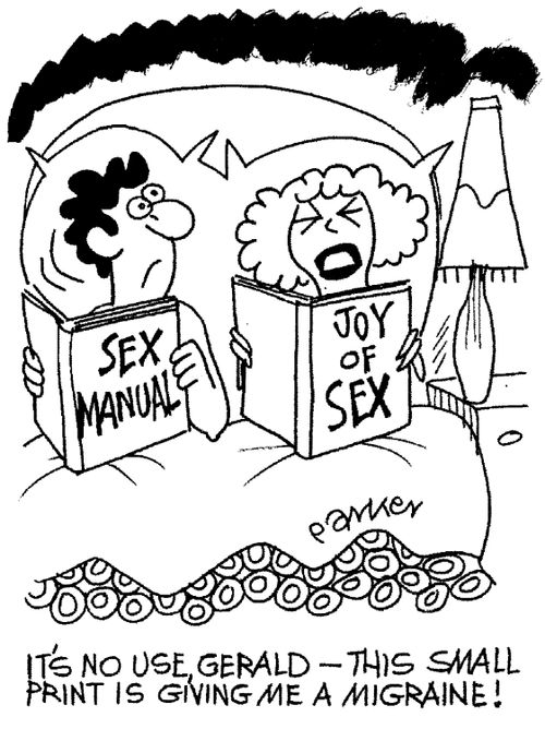 Small print in sex manual giving woman a headache